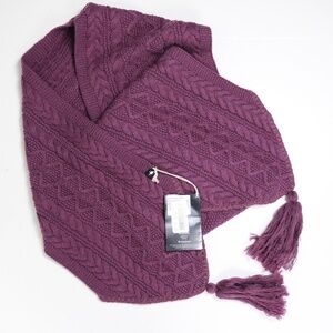 Smartwool Bunny Slope Scarf Sangria Merino Wool Blend Cable Knit Tassels